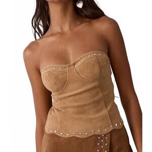 NEW SKY TO MOON faded tube top in tan